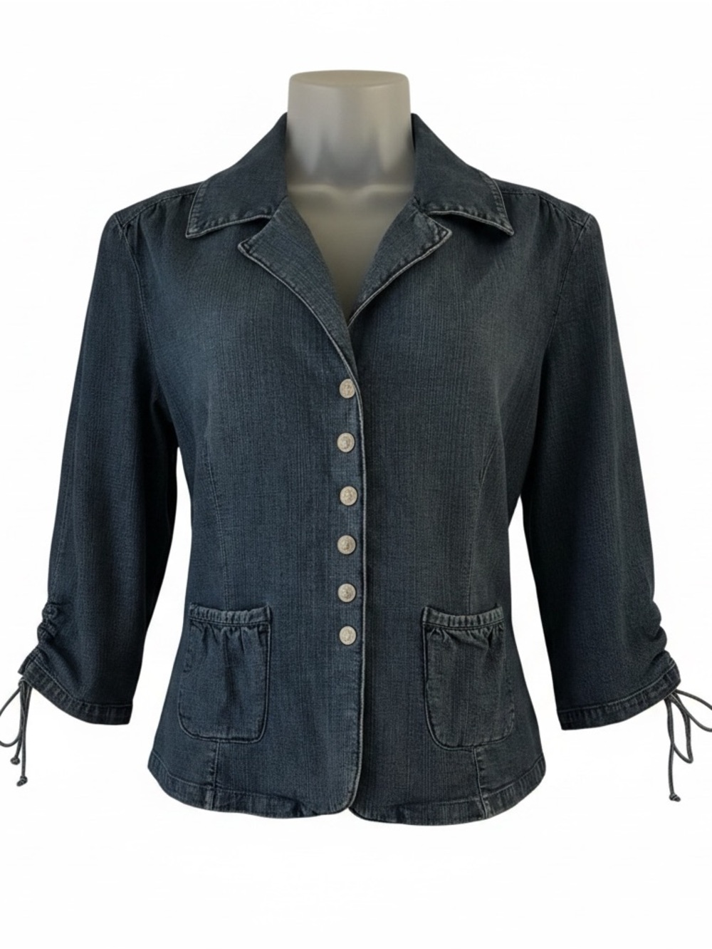 Vintage A.M.I Blue Denim Blazer Style Jacket with Back Lace-Up Detail